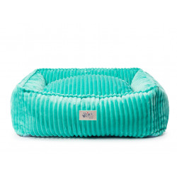 Legowisko Psiokąt Hevea Psie Historie Minky 90x90 (Szare Jare)