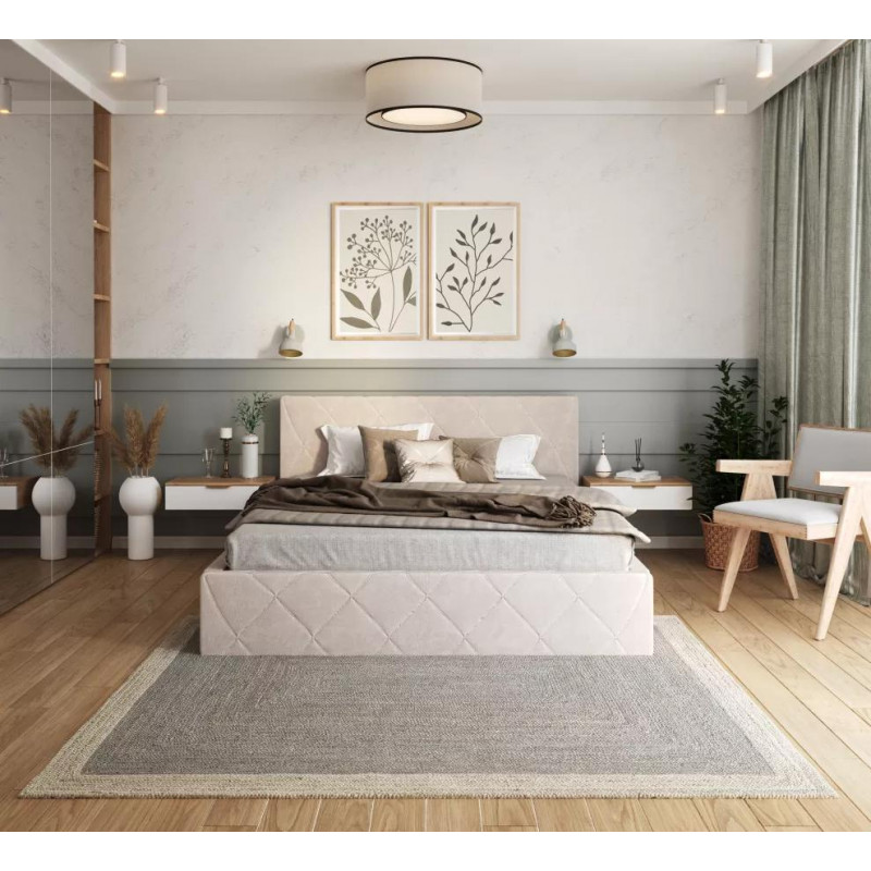 Łóżko tapicerowane CARO- TRINITY (KREMOWY) - 90 x 200 - FDM