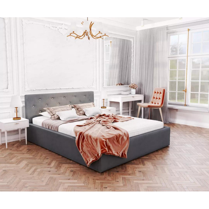 Łóżko tapicerowane MIRAGE - TRINITY (GRAFITOWY) - 160 x 200 - FDM