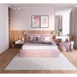Łóżko tapicerowane -VIRGINIA TRINITY (PUDROWY RÓŻ) - 160 x 200 - FDM