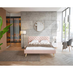 Łóżko tapicerowane KALIFORNIA- TRINITY (jasny róż) - 140 x 200 - FDM