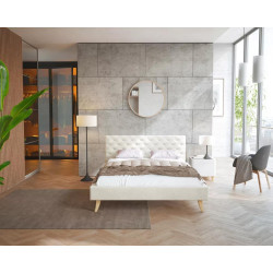 Łóżko tapicerowane KALIFORNIA- TRINITY (kremowy) - 140 x 200 - FDM