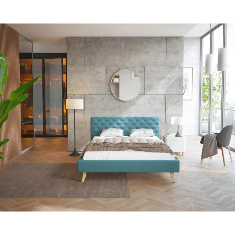 Łóżko tapicerowane KALIFORNIA- TRINITY (turkus) - 180 x 200 - FDM