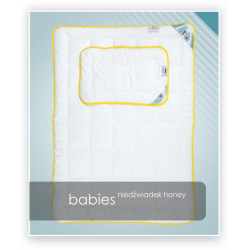 Antyalergiczny komplet dziecięcy NIEDŹWIADEK HONEY (kołderka i poduszka) Biały 100x135 + 40x60cm - AMZ
