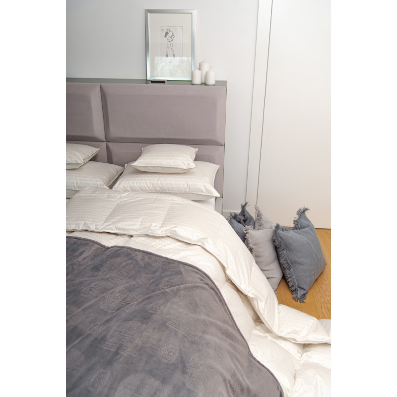 SILVER PRESTIGE poduszka trzykomorowa puch 100% Srebrzysty krem 50x70cm - AMZ