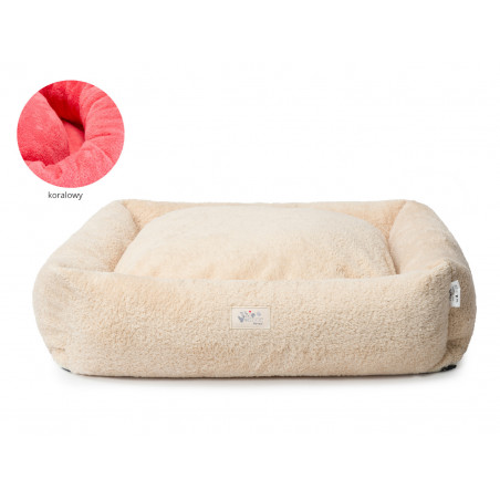 Legowisko Psiokąt Futerkowiec Hevea Psie Historie 90x90 (koralowy)